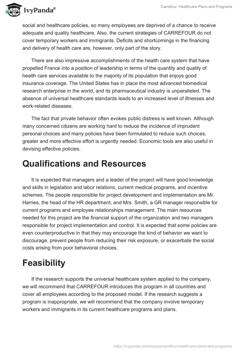 Carrefour: Healthcare Plans and Programs. Page 2