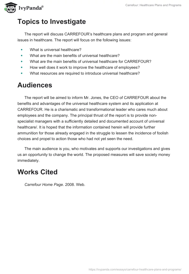 Carrefour: Healthcare Plans and Programs. Page 3
