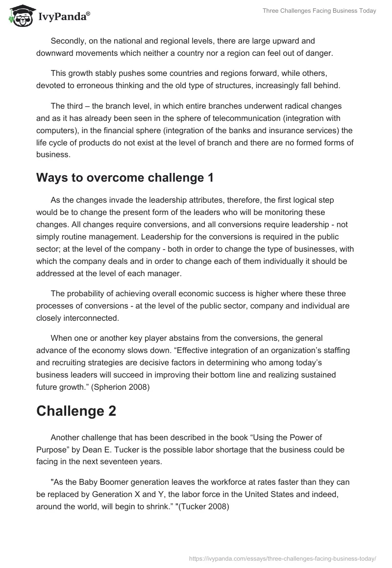 Three Challenges Facing Business Today. Page 2