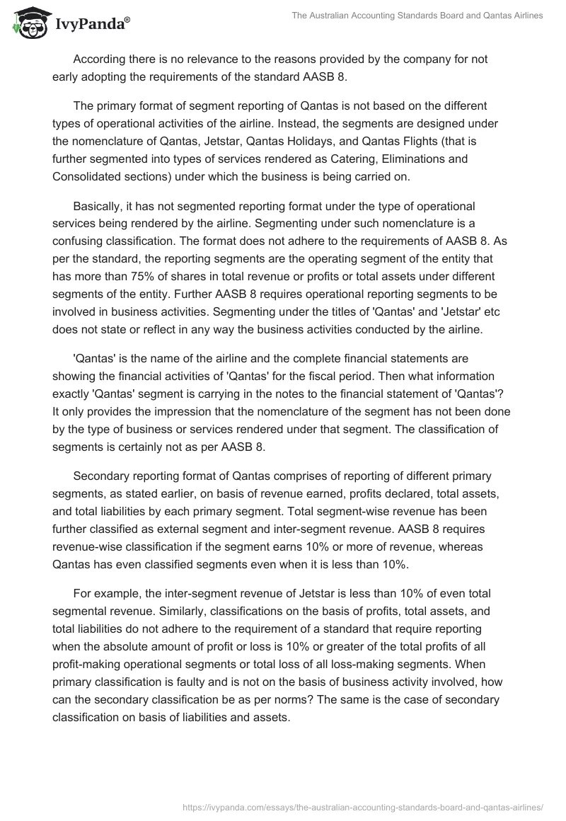 The Australian Accounting Standards Board and Qantas Airlines. Page 4