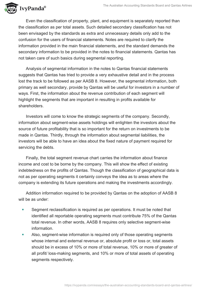 The Australian Accounting Standards Board and Qantas Airlines. Page 5