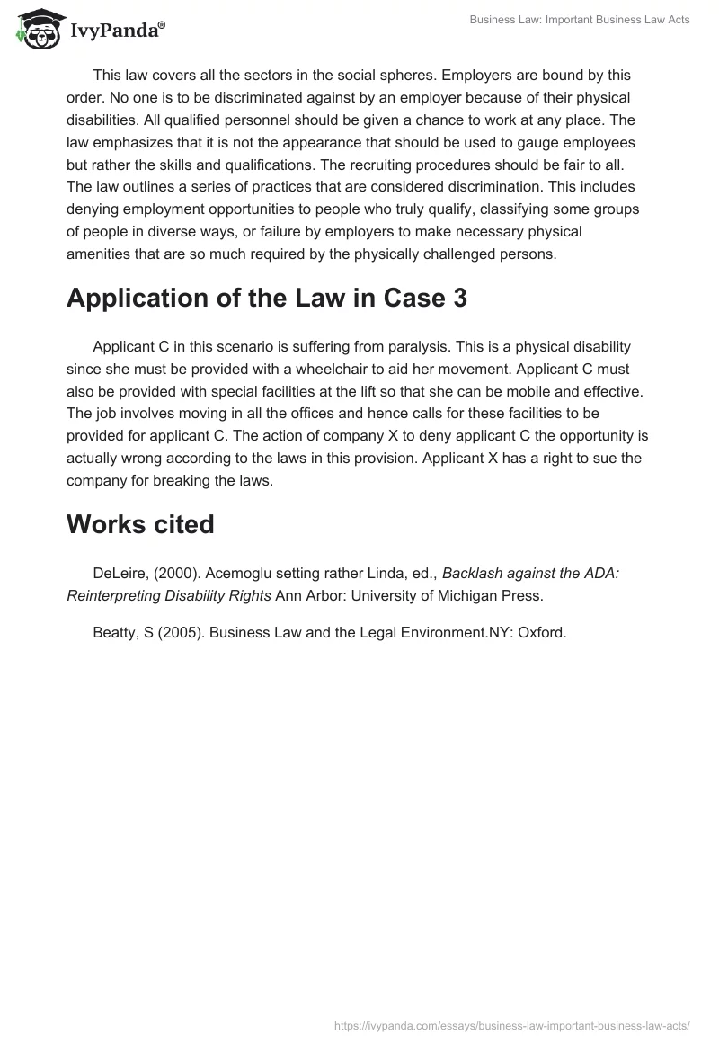 Business Law: Important Business Law Acts. Page 3