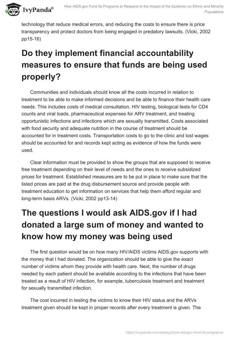 How AIDS.gov Fund Its Programs to Respond to the Impact of the Epidemic on Ethnic and Minority Populations. Page 2