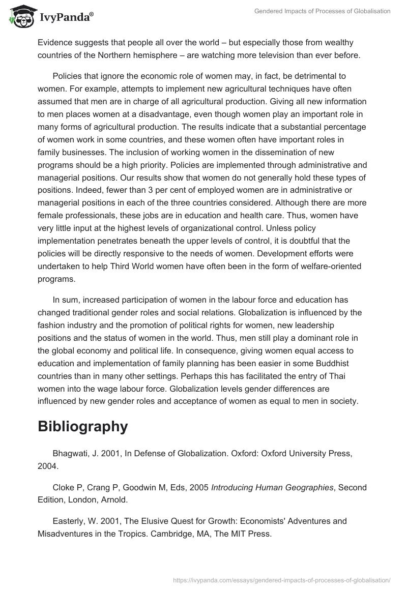 Gendered Impacts of Processes of Globalisation. Page 3