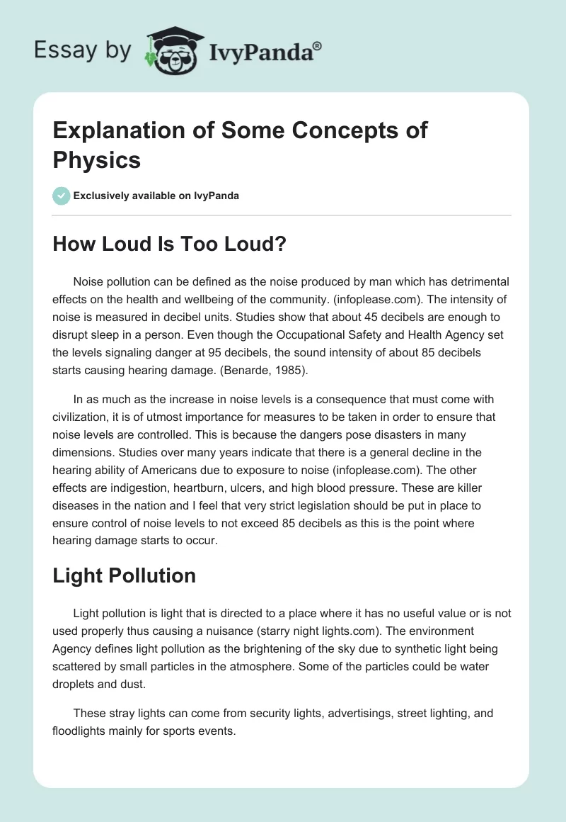 Explanation of Some Concepts of Physics. Page 1