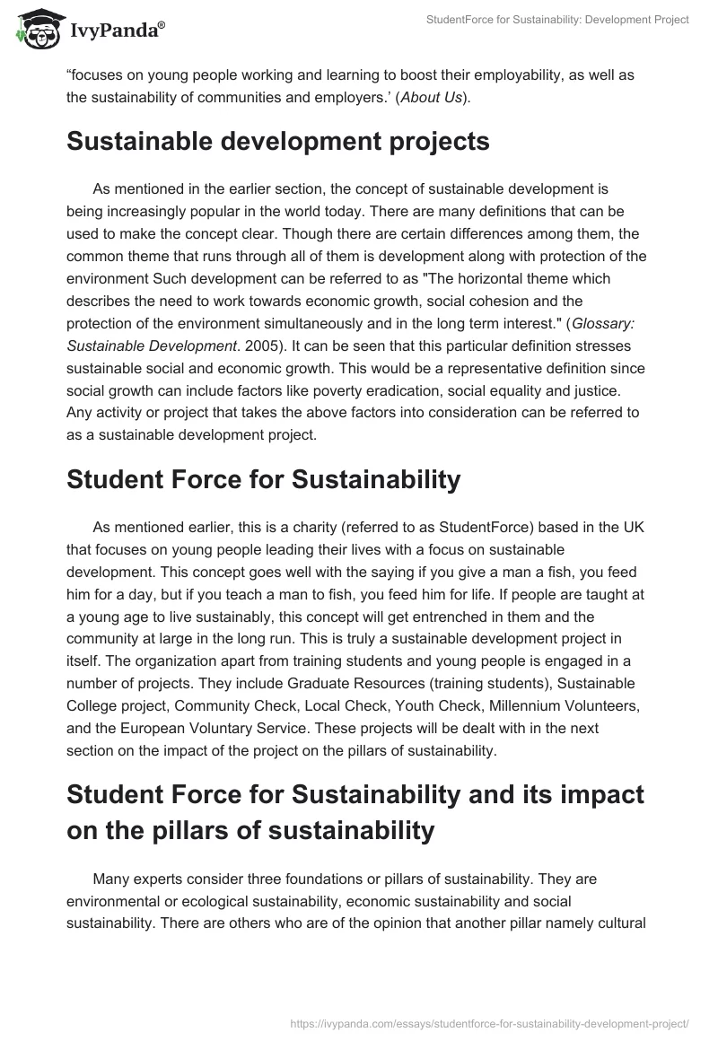 StudentForce for Sustainability: Development Project. Page 2