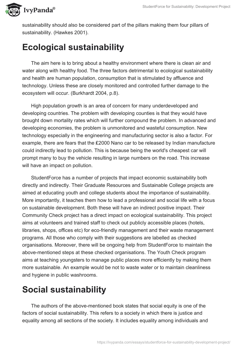 StudentForce for Sustainability: Development Project. Page 3