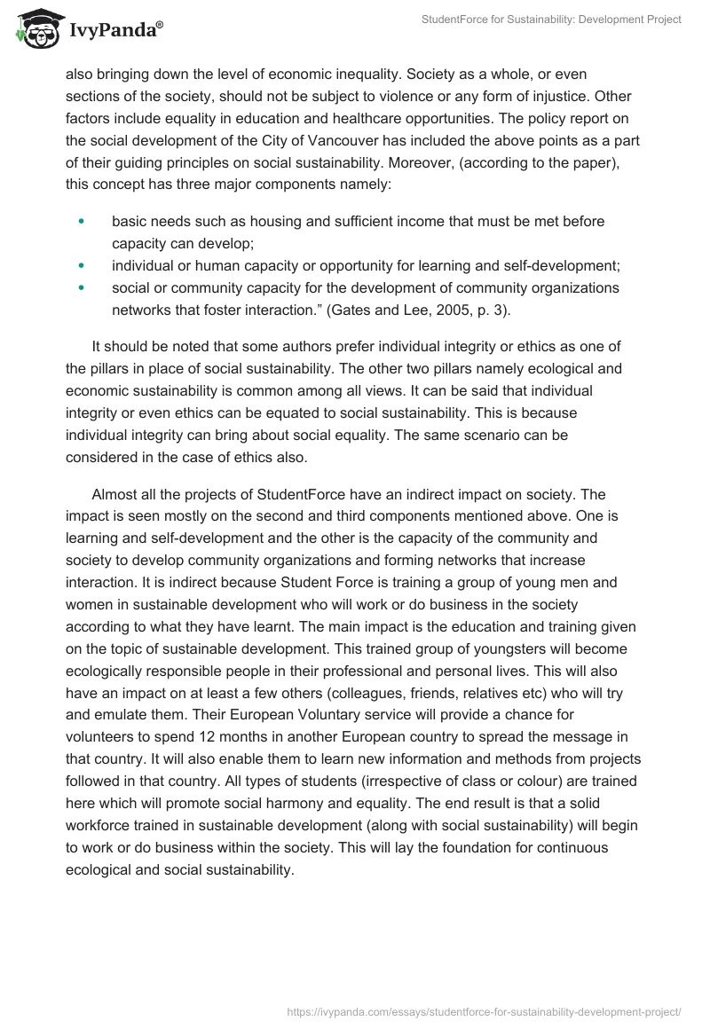 StudentForce for Sustainability: Development Project. Page 4
