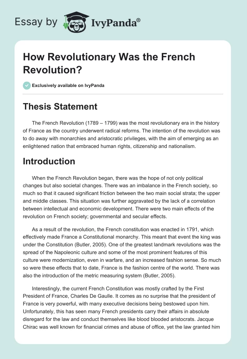 how revolutionary was the french revolution essay