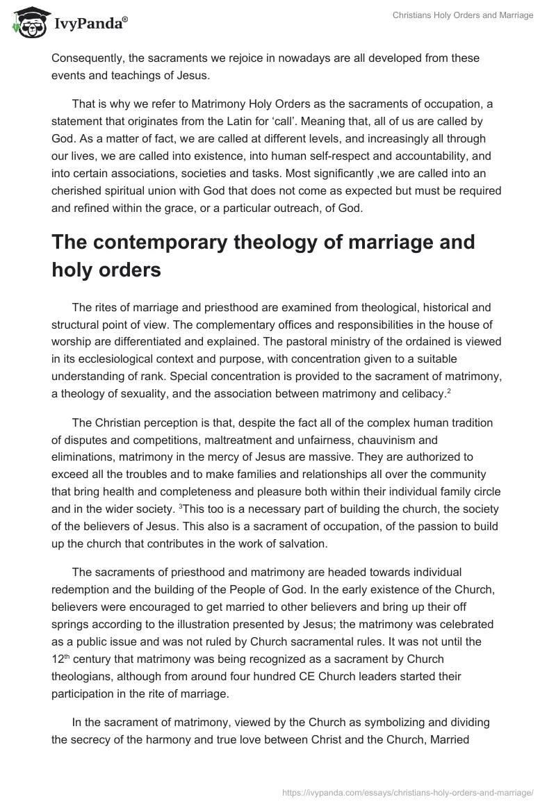 Christians Holy Orders and Marriage. Page 2