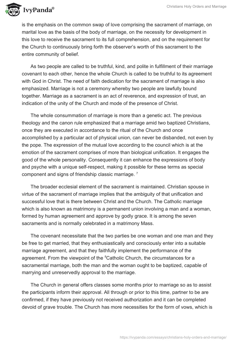 Christians Holy Orders and Marriage. Page 5