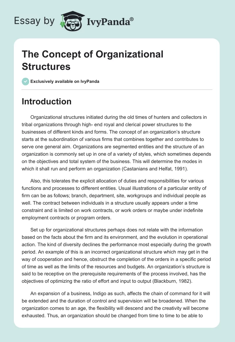 The Concept of Organizational Structures. Page 1