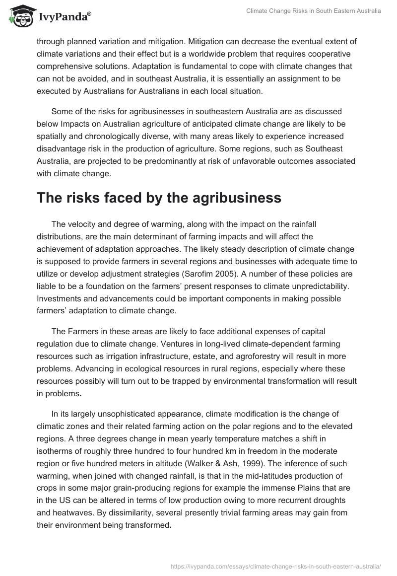 Climate Change Risks in South Eastern Australia. Page 2