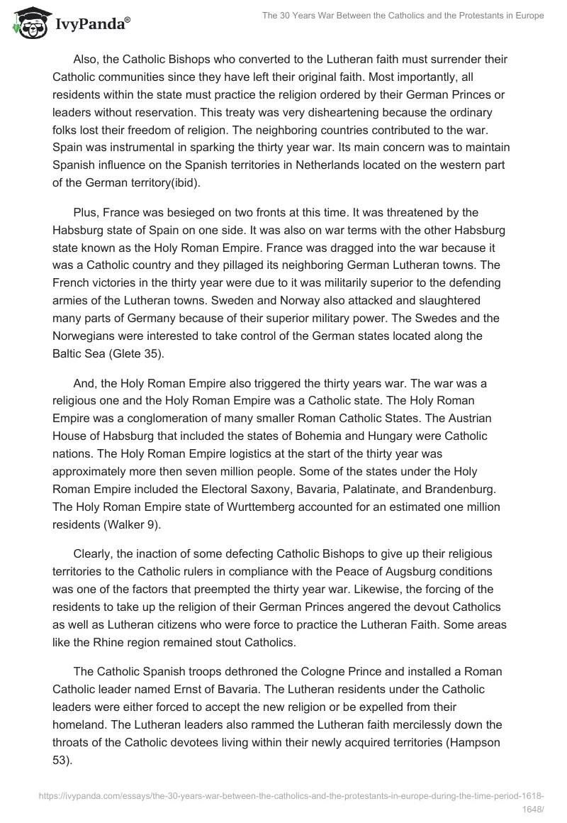 The 30 Years War Between the Catholics and the Protestants in Europe. Page 2