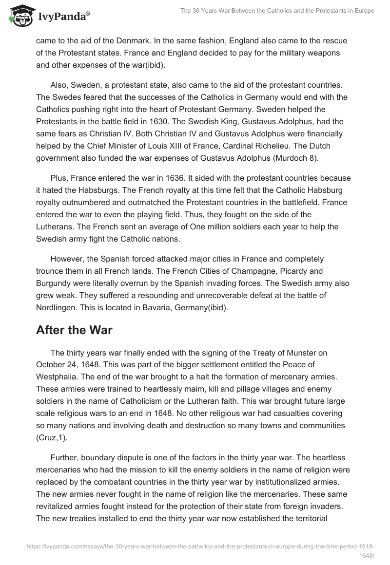 The 30 Years War Between the Catholics and the Protestants in Europe. Page 4