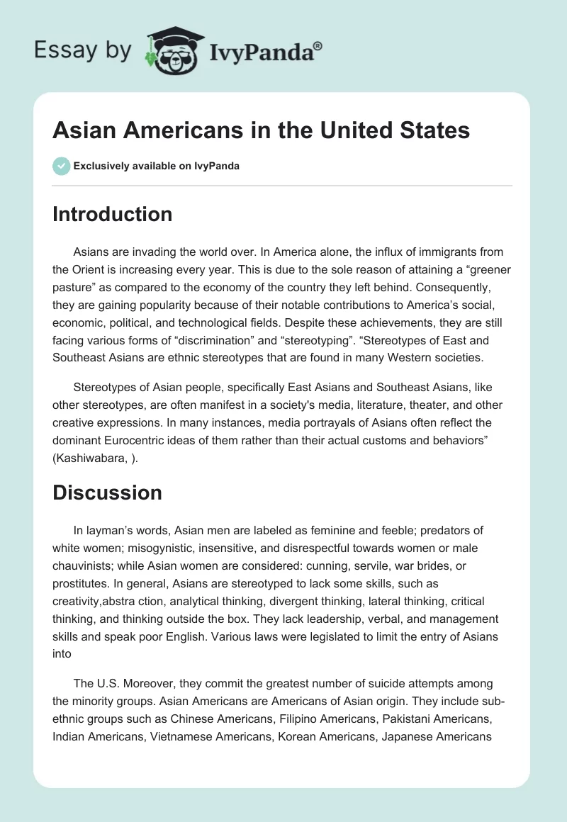 Asian Americans in the United States. Page 1