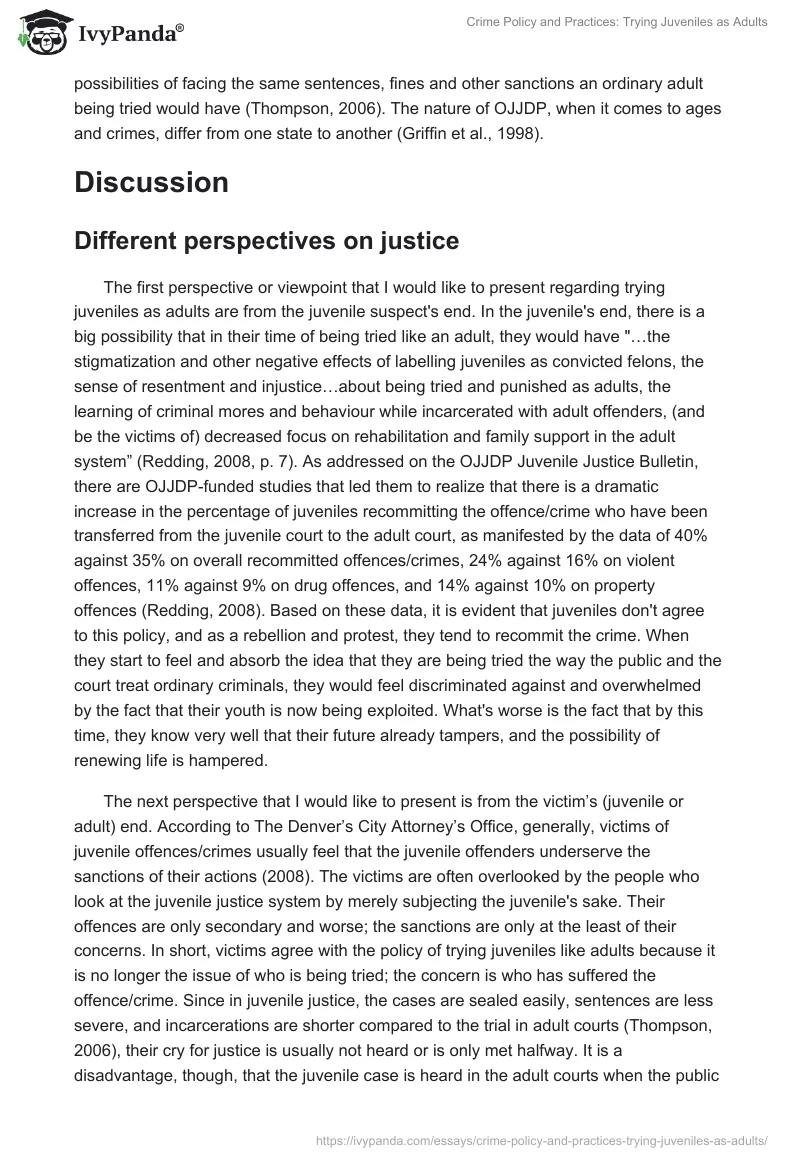 Crime Policy and Practices: Trying Juveniles as Adults. Page 2