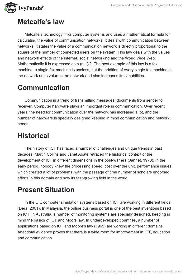 Computer and Information Tech Program in Education. Page 2