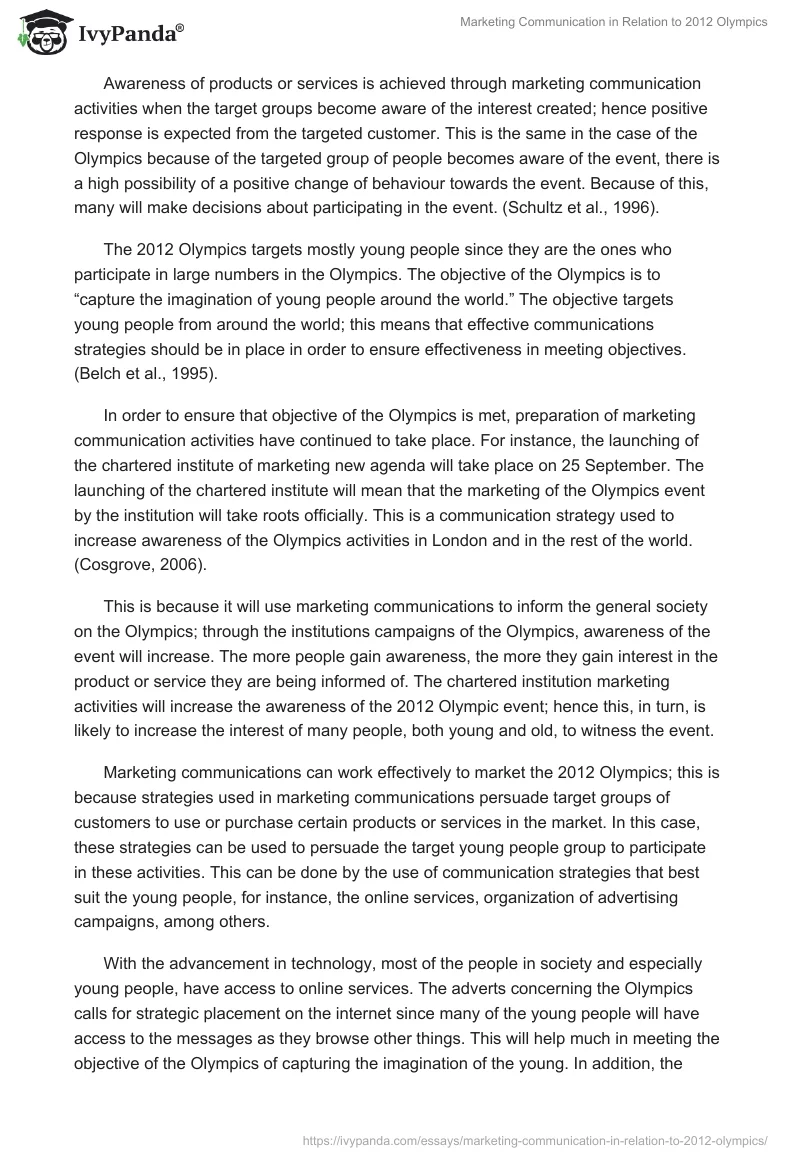 Marketing Communication in Relation to 2012 Olympics. Page 3