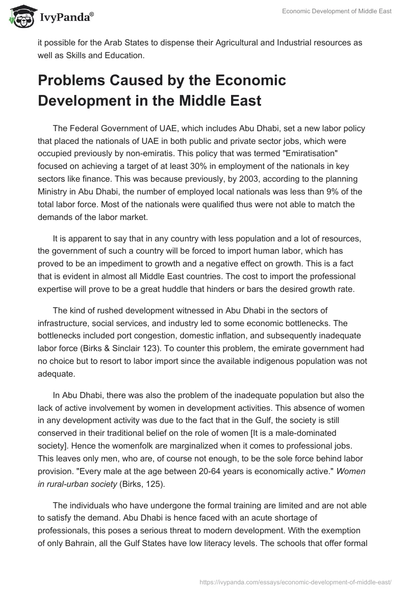 Economic Development of Middle East. Page 2