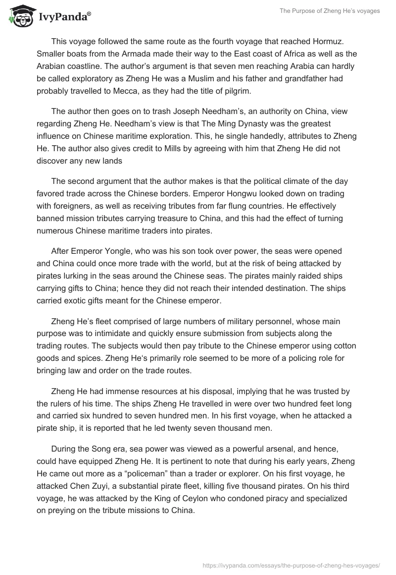 The Purpose of Zheng He’s voyages. Page 2