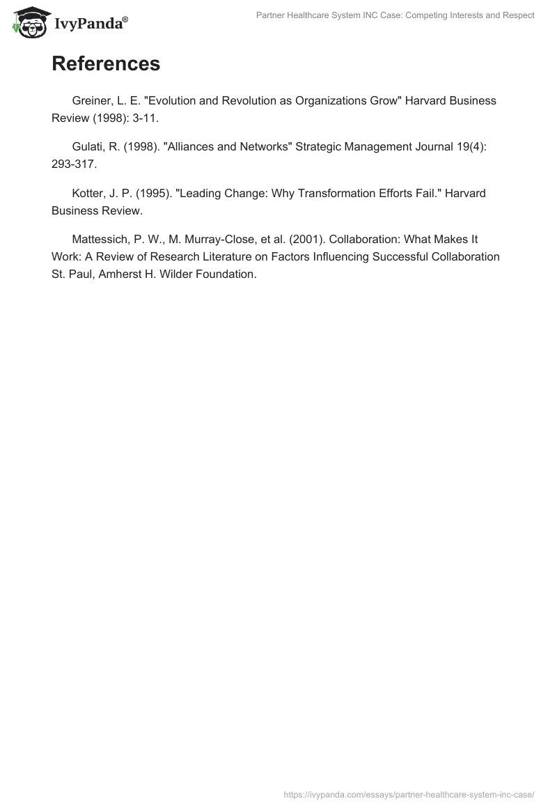 Partner Healthcare System INC Case: Competing Interests and Respect. Page 5