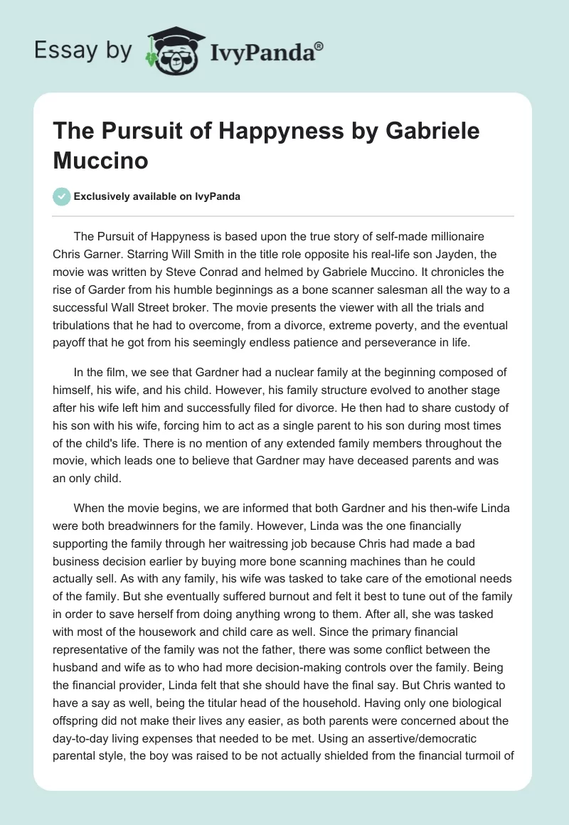 "The Pursuit of Happyness" by Gabriele Muccino. Page 1