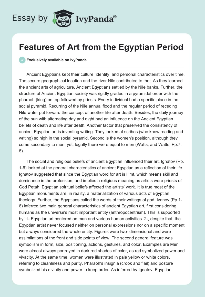 Features of Art from the Egyptian Period. Page 1