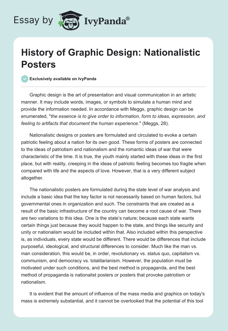 History of Graphic Design: Nationalistic Posters. Page 1