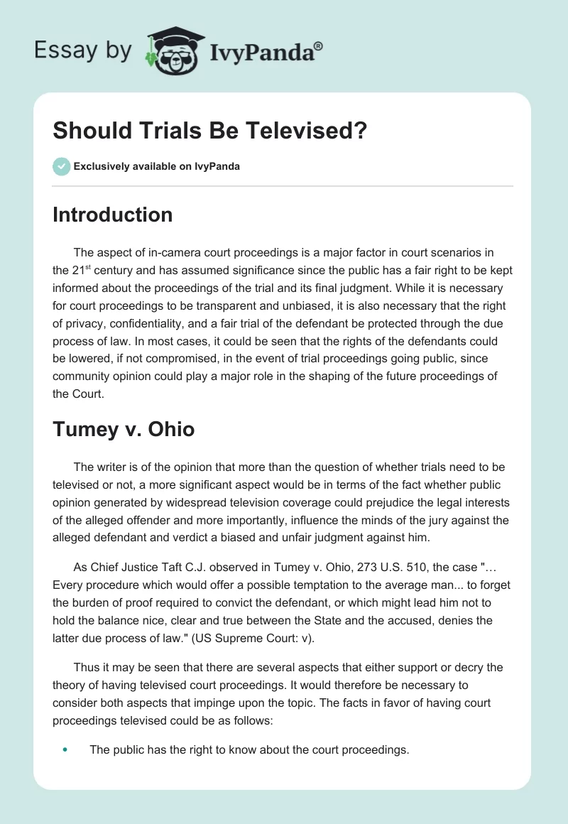 Should Trials Be Televised?. Page 1