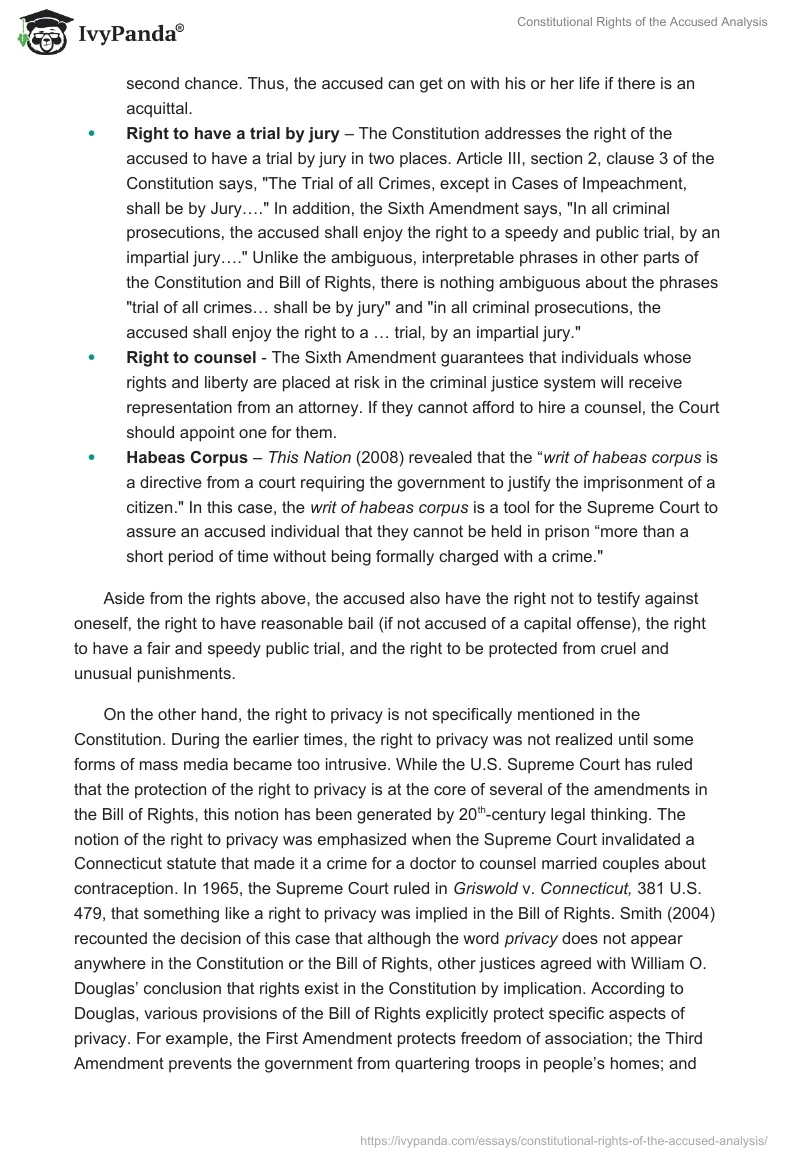 Constitutional Rights of the Accused Analysis. Page 2
