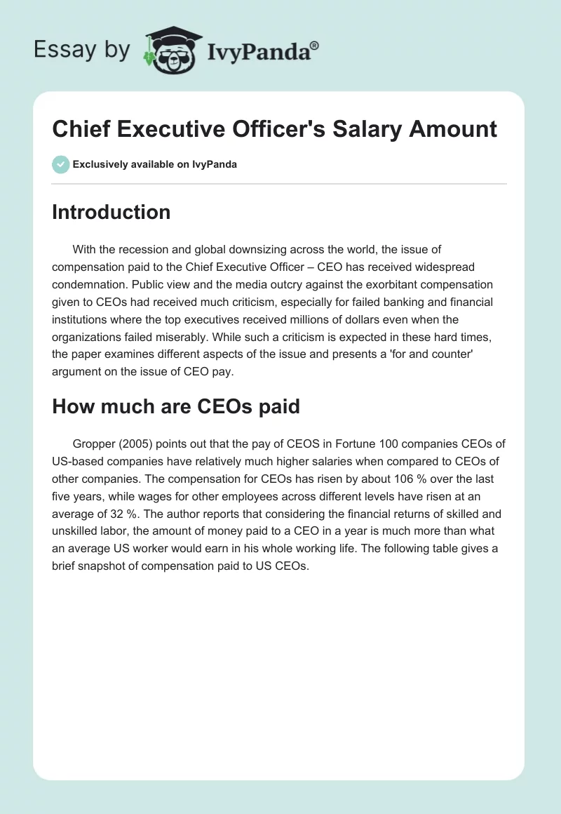 Chief Executive Officer's Salary Amount. Page 1