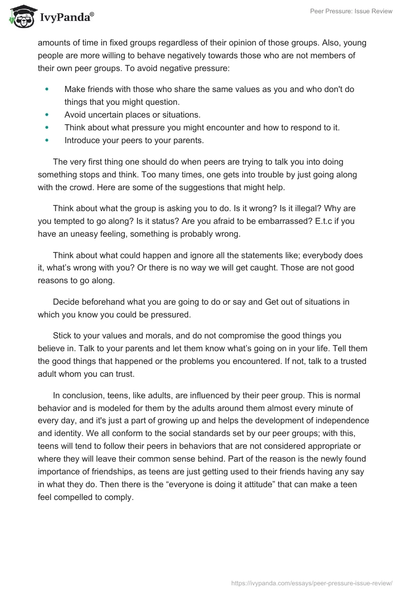 Peer Pressure: Issue Review. Page 2