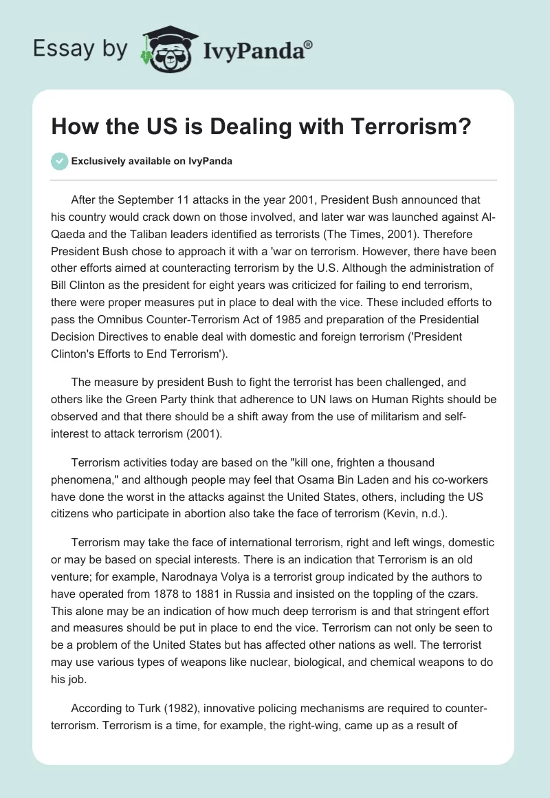 How the US is Dealing with Terrorism?. Page 1