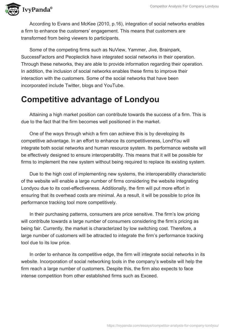 Competitor Analysis For Company Londyou. Page 3