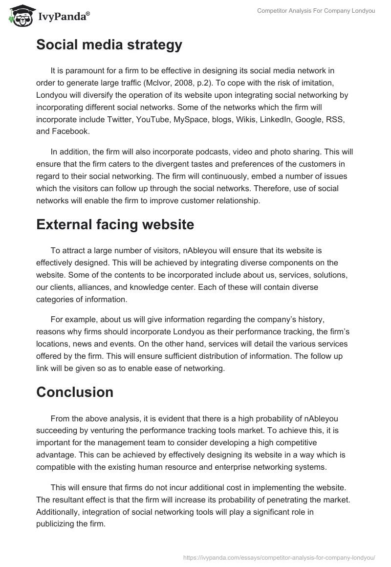 Competitor Analysis For Company Londyou. Page 4