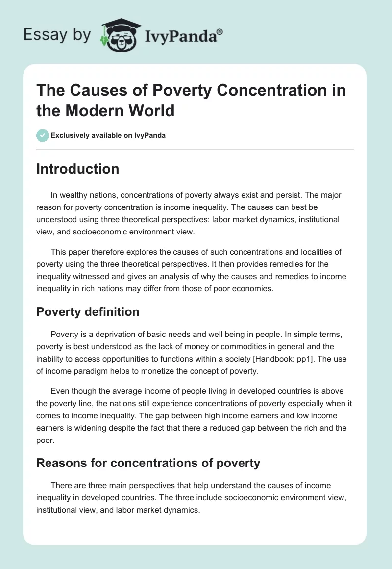 The Causes of Poverty Concentration in the Modern World. Page 1