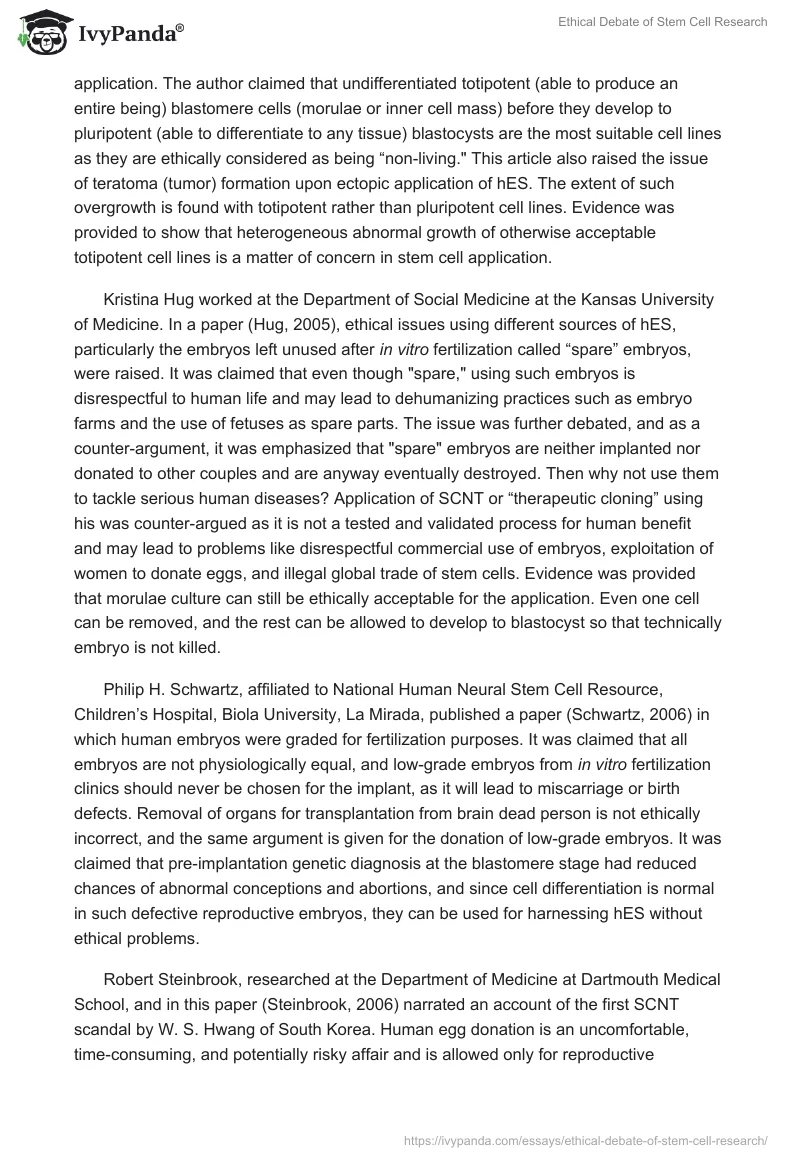 Ethical Debate of Stem Cell Research. Page 2