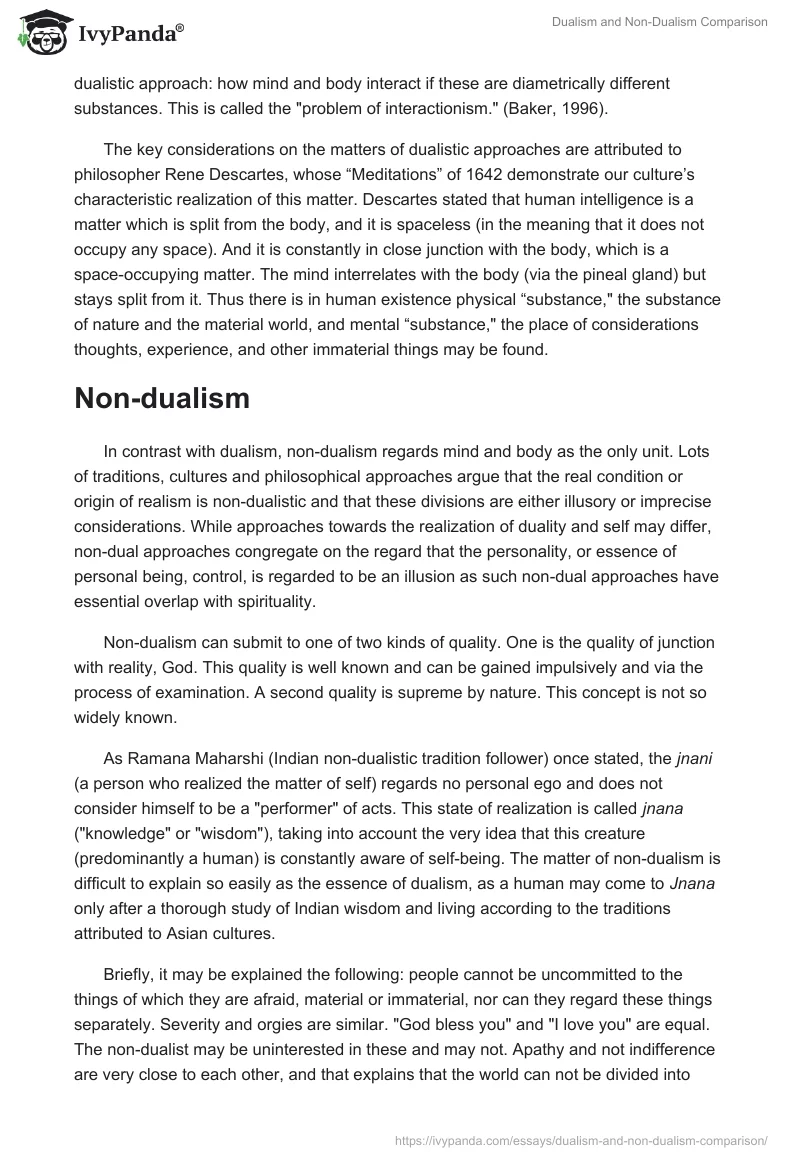Dualism and Non-Dualism Comparison. Page 2