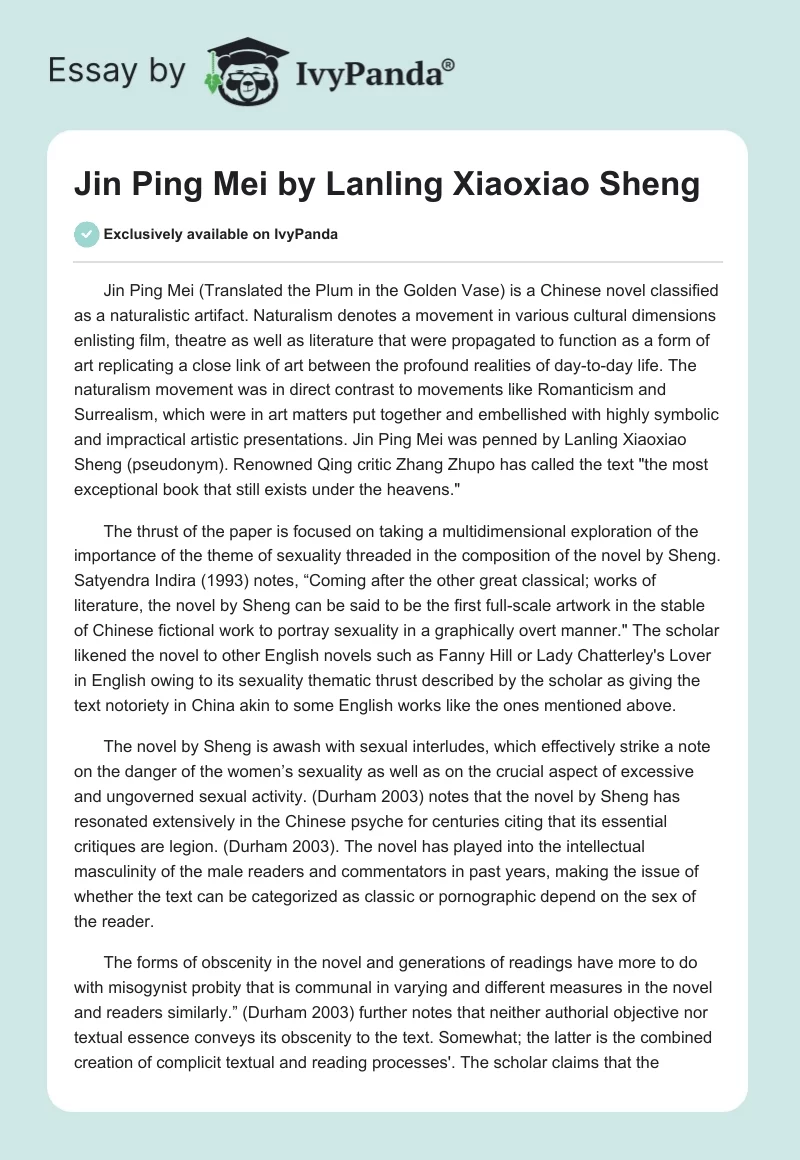 "Jin Ping Mei" by Lanling Xiaoxiao Sheng. Page 1
