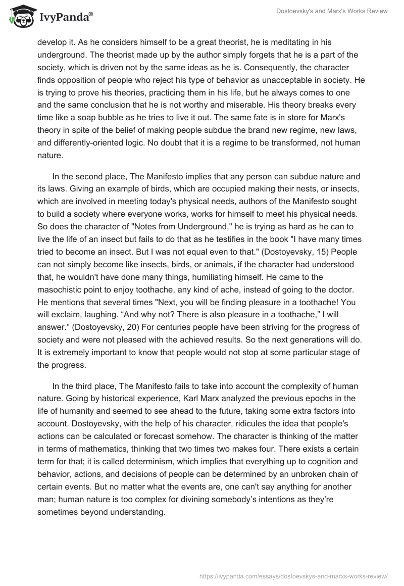 Dostoevsky's and Marx's Works Review. Page 2