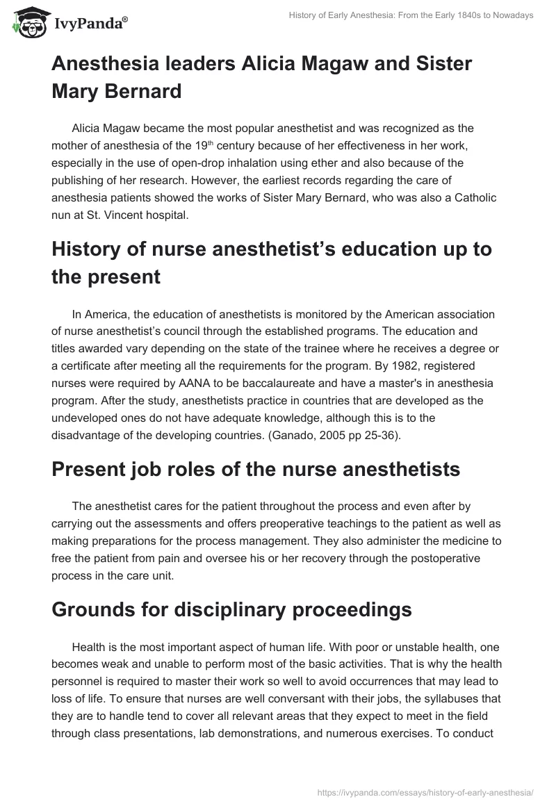 History of Early Anesthesia: From the Early 1840s to Nowadays. Page 2