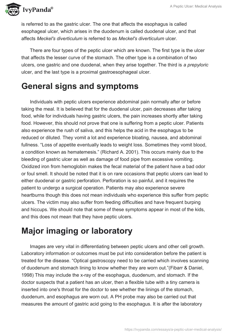 A Peptic Ulcer: Medical Analysis. Page 2
