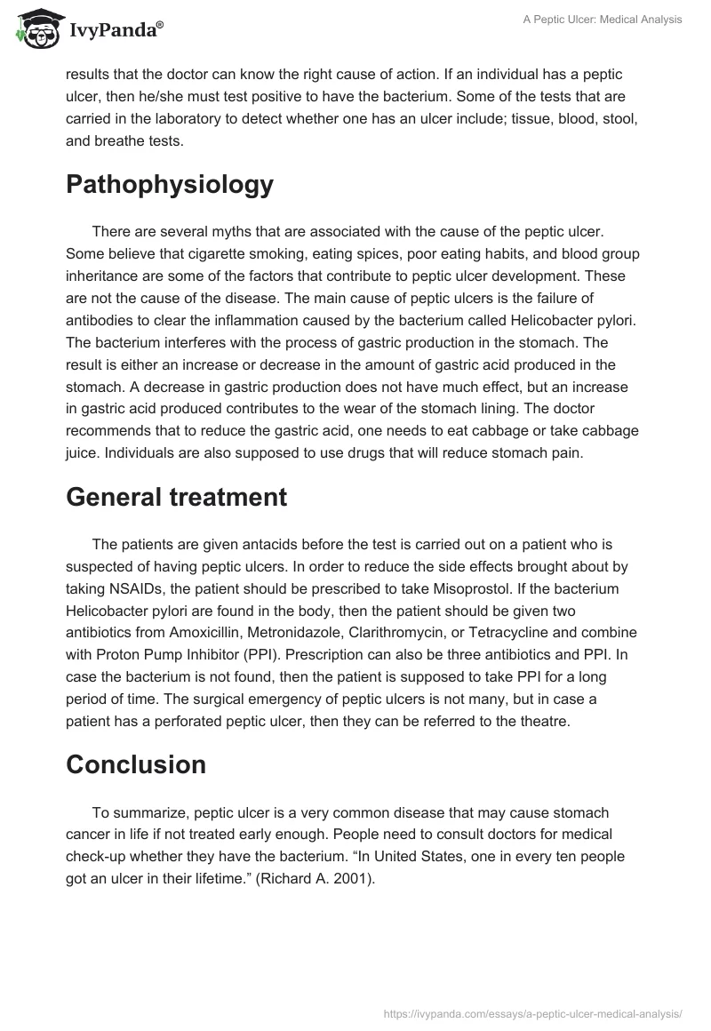 A Peptic Ulcer: Medical Analysis. Page 3