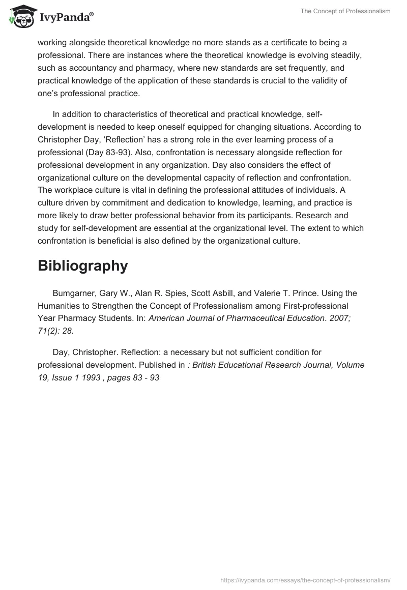 The Concept of Professionalism. Page 2
