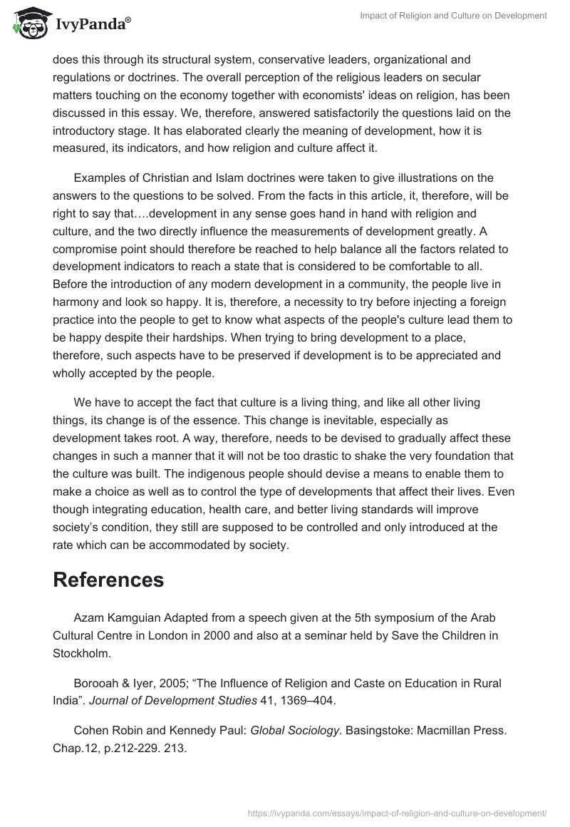 Impact of Religion and Culture on Development. Page 5