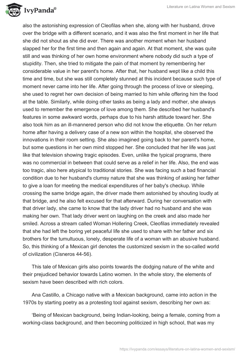 Literature on Latina Women and Sexism. Page 4