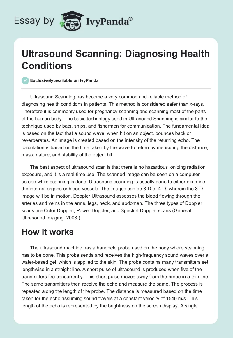 Ultrasound Scanning: Diagnosing Health Conditions. Page 1