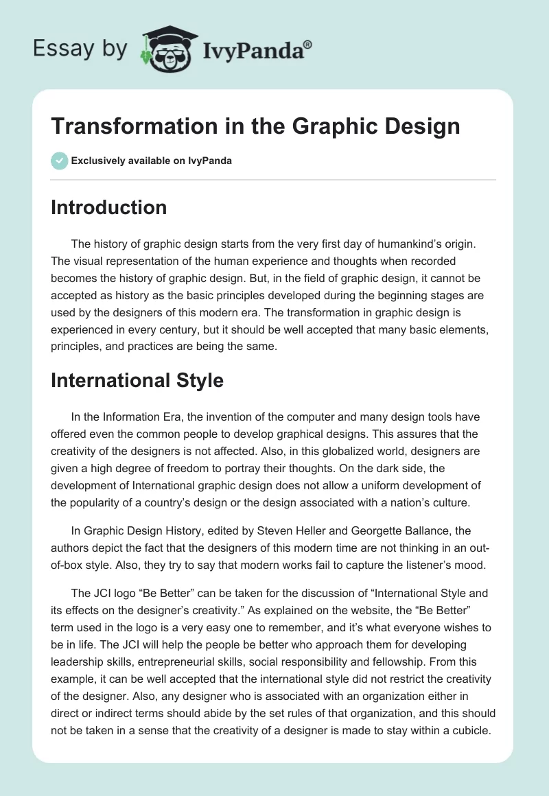 Transformation in the Graphic Design. Page 1