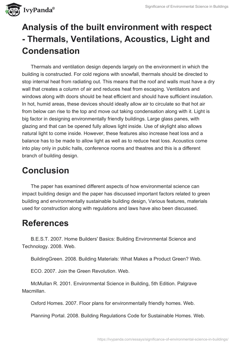 Significance of Environmental Science in Buildings. Page 5